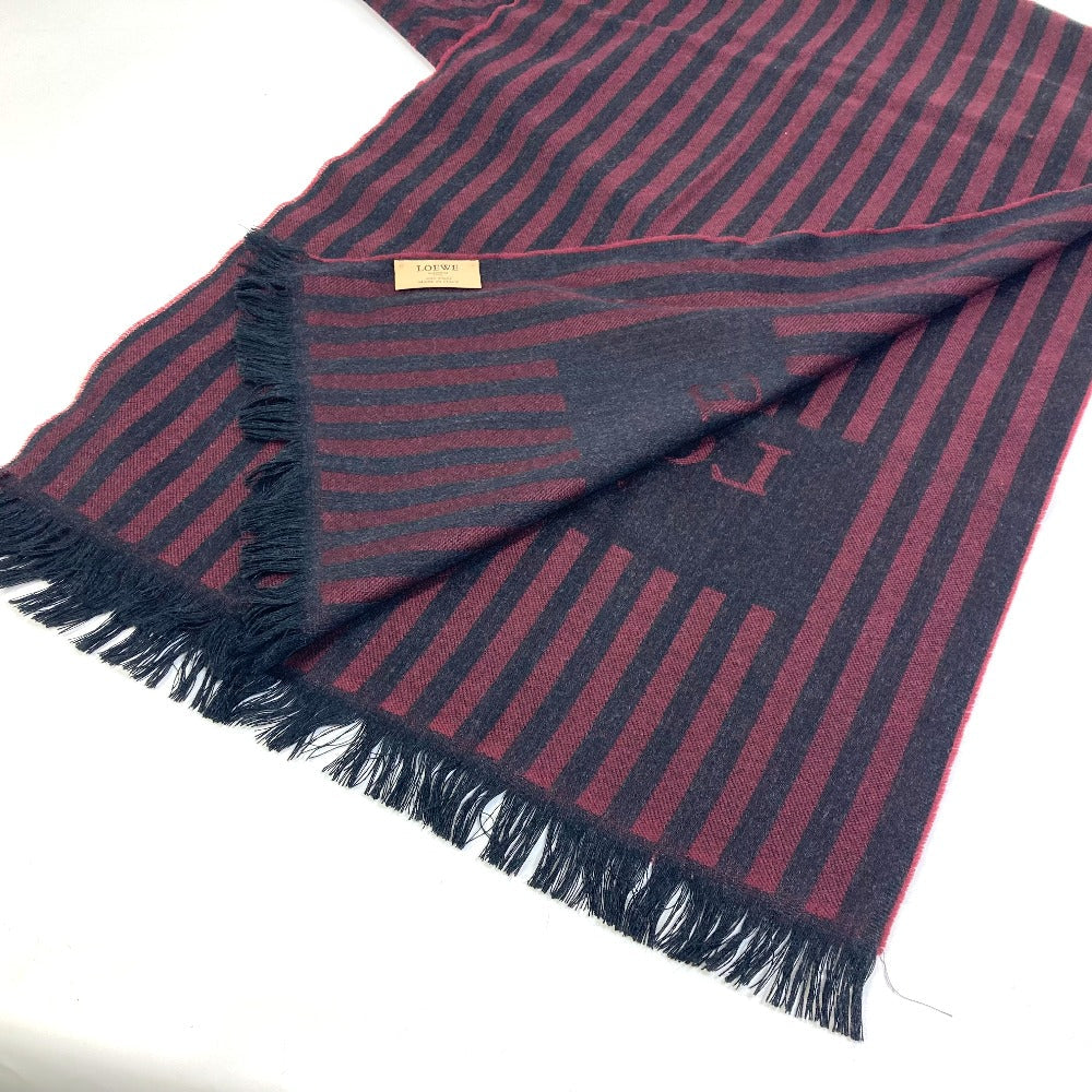LOEWE – Wool Stall / Scarf – Wine Red × Black Stripe –