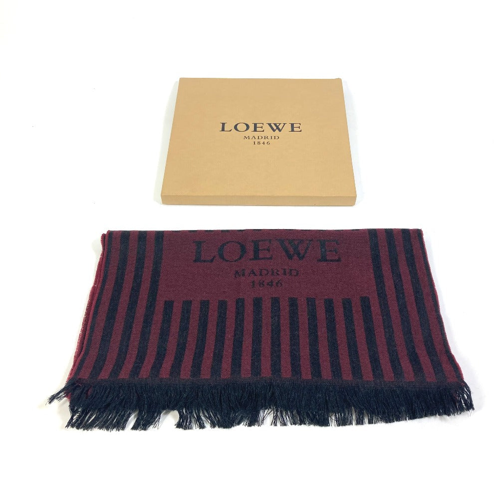 LOEWE – Wool Stall / Scarf – Wine Red × Black Stripe –