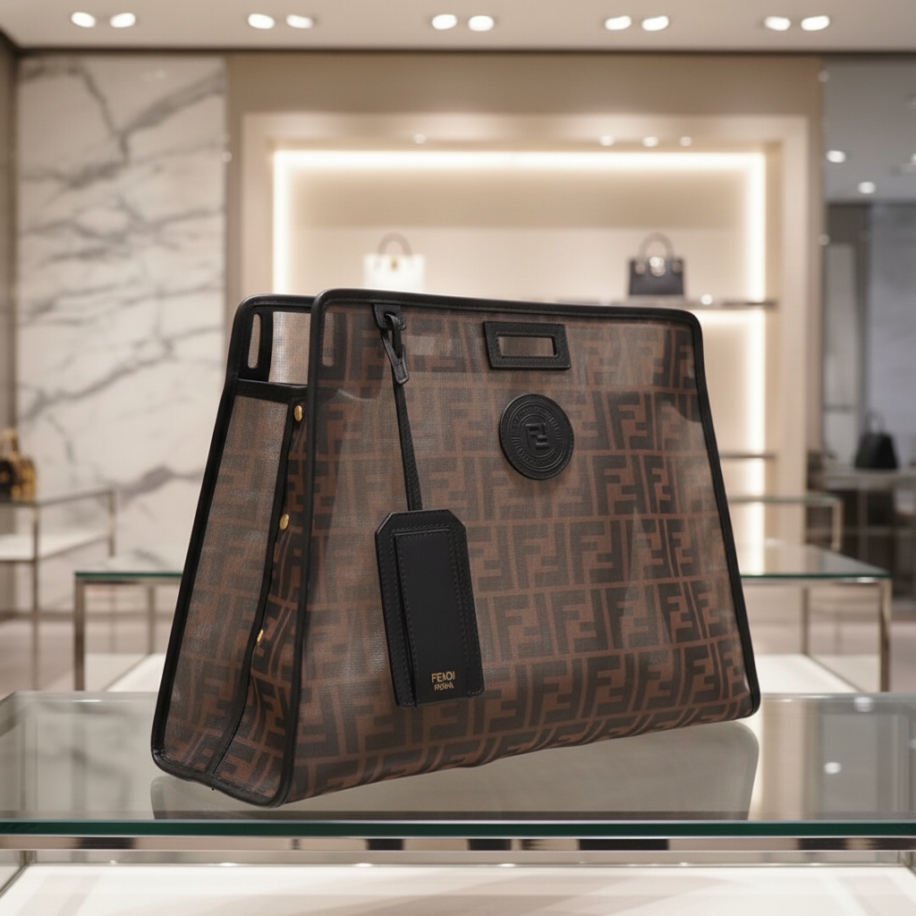 FENDI – Defender Peekaboo Handbag – – Brown PVC