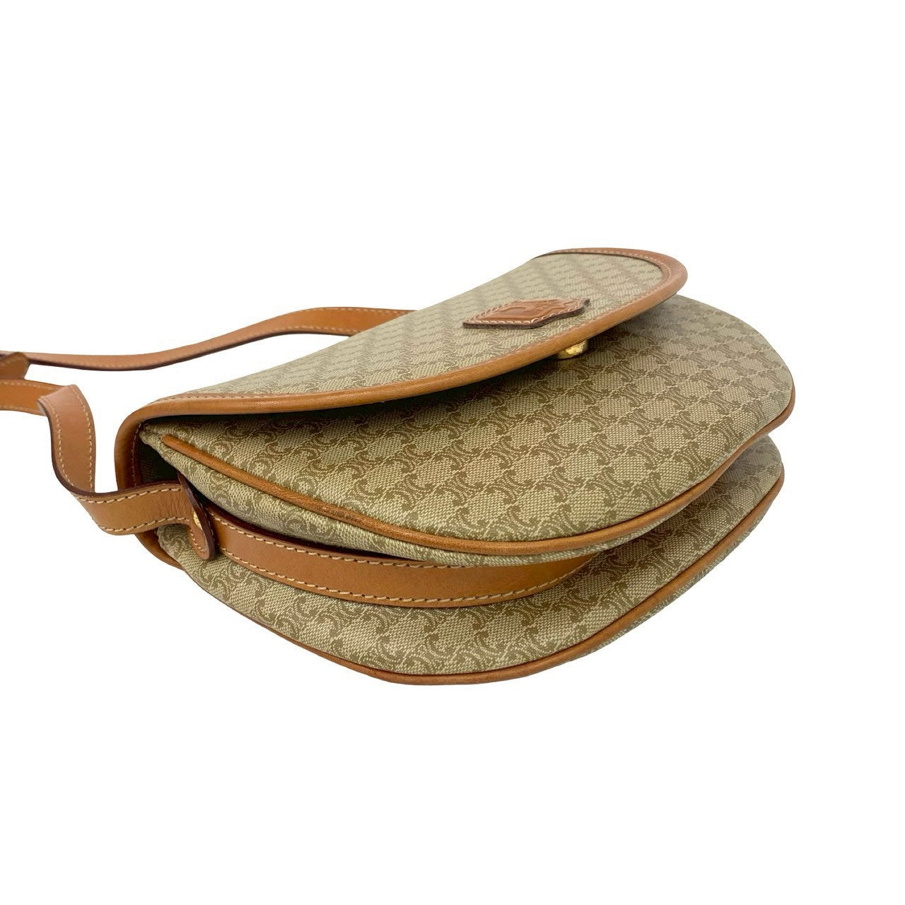 CELINE – Macadam Blazon Triomphe Logo Shoulder Bag – Beige Leather and pvc