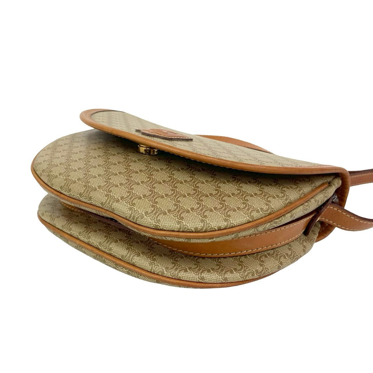 CELINE – Macadam Blazon Triomphe Logo Shoulder Bag – Beige Leather and pvc