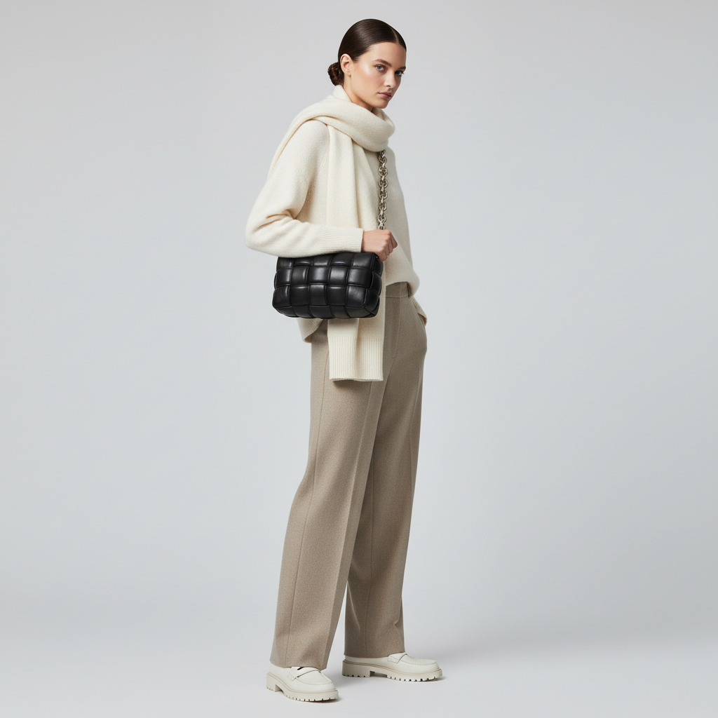 BOTTEGA VENETA – Chain Padded Cassette Shoulder Bag – Black Maxi Intrecciato Leather –