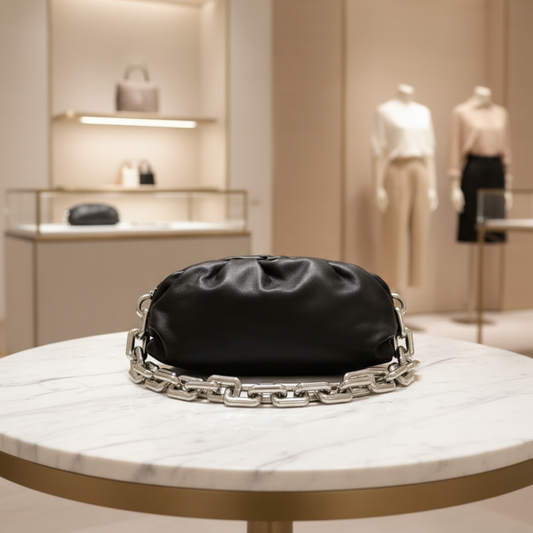 BOTTEGA VENETA – Black Leather The Chain Pouch –