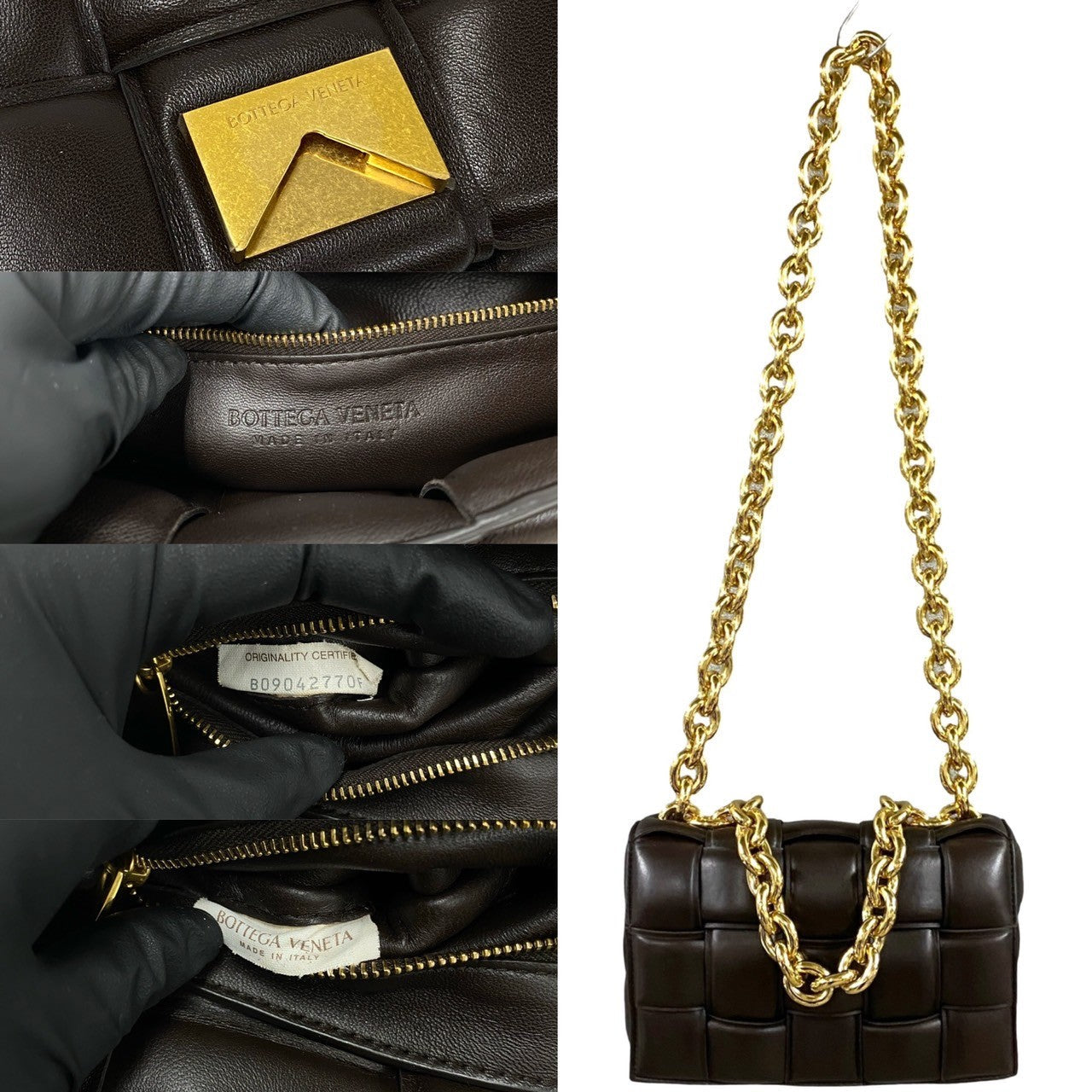 BOTTEGA VENETA – The Chain Padded Cassette – Brown Leather –