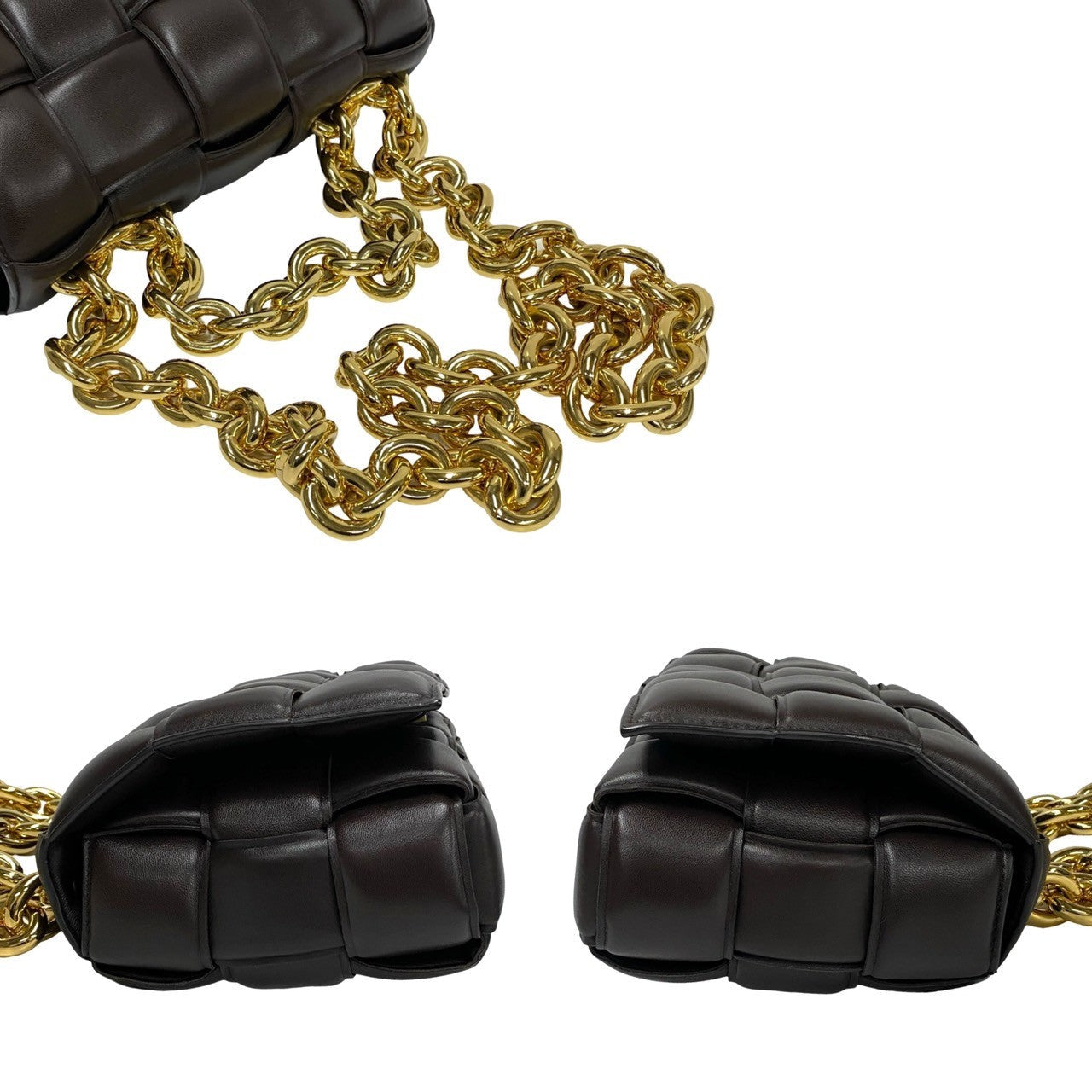 BOTTEGA VENETA – The Chain Padded Cassette – Brown Leather –