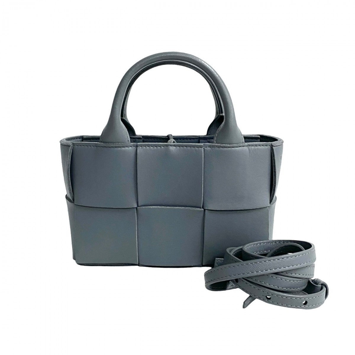 BOTTEGA VENETA – Arco Mini Intrecciato Shoulder Bag – Grey Leather –