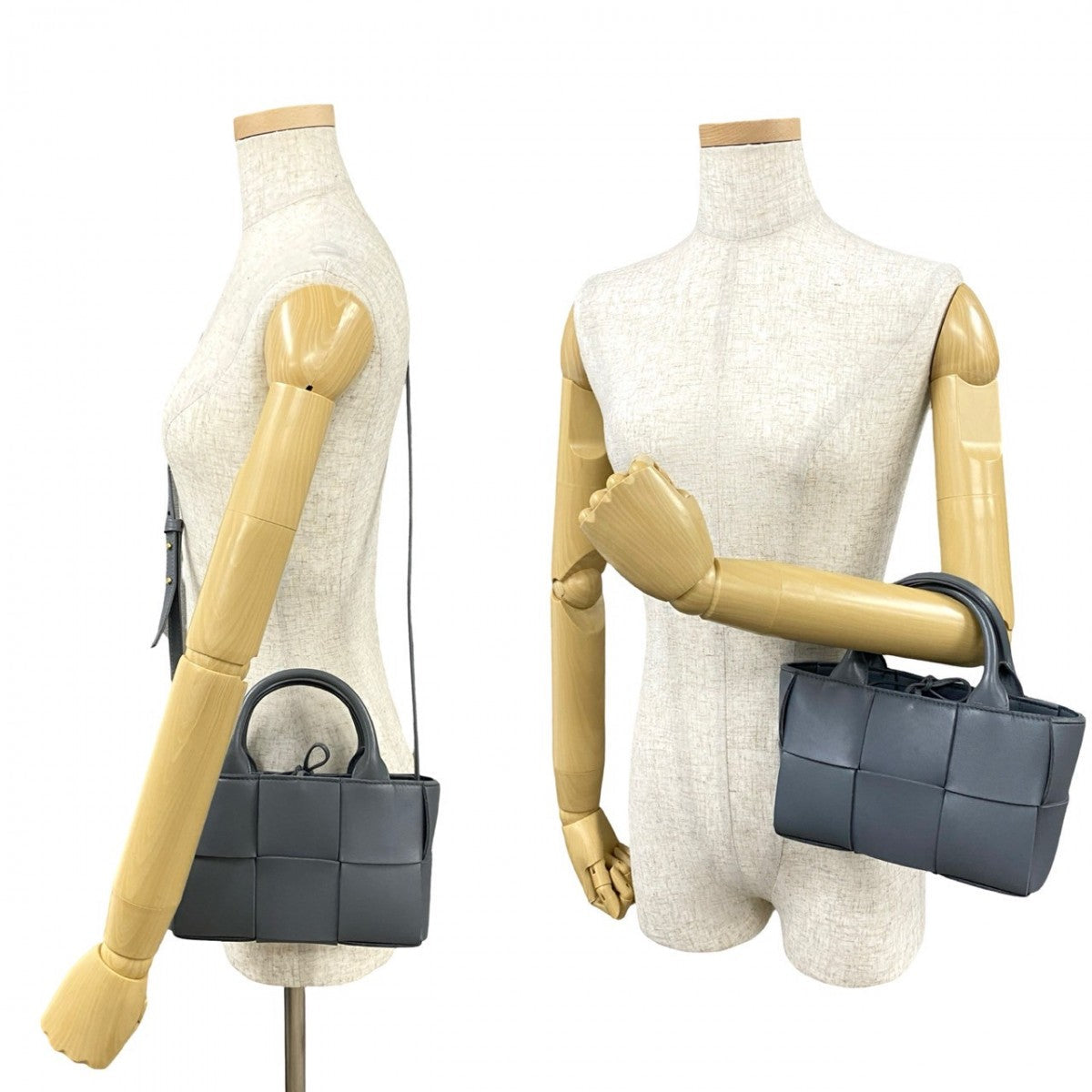 BOTTEGA VENETA – Arco Mini Intrecciato Shoulder Bag – Grey Leather –