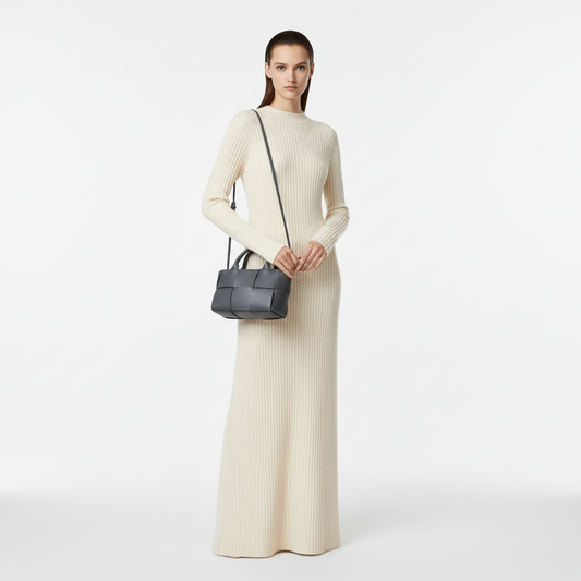 BOTTEGA VENETA – Arco Mini Intrecciato Shoulder Bag – Grey Leather –