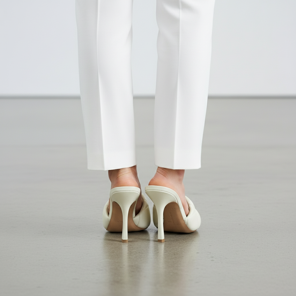 BOTTEGA VENETA – LIDO Maxi Intrecciato Heeled Mules – Ivory Leather – Size 38 –