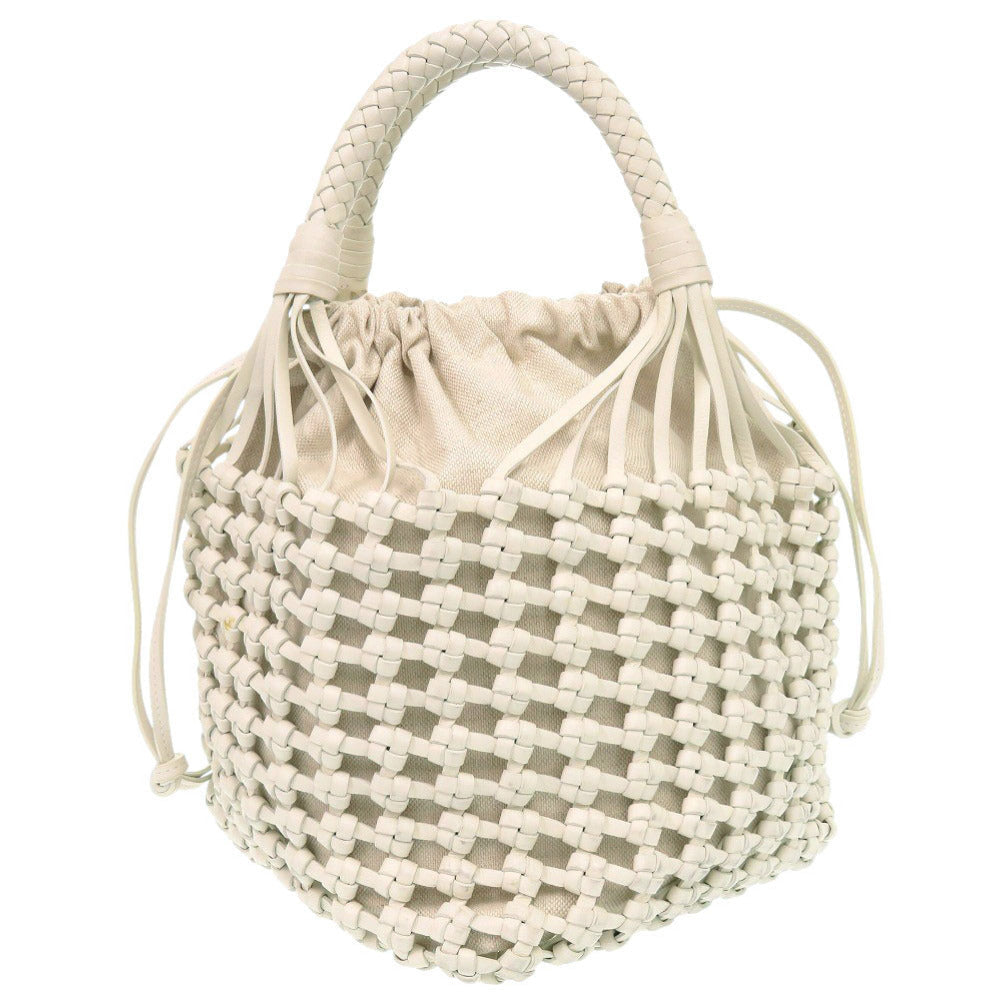 BOTTEGA VENETA – Cavallino Handbag – White Leather & Canvas –