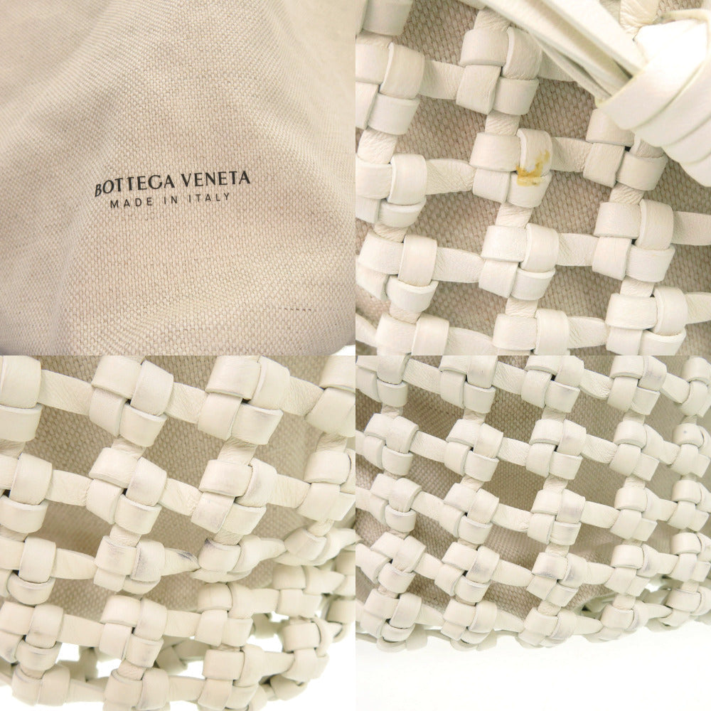 BOTTEGA VENETA – Cavallino Handbag – White Leather & Canvas –