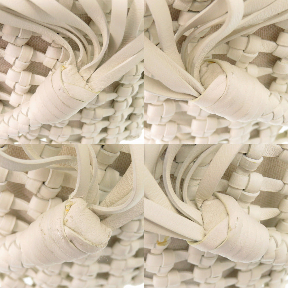 BOTTEGA VENETA – Cavallino Handbag – White Leather & Canvas –