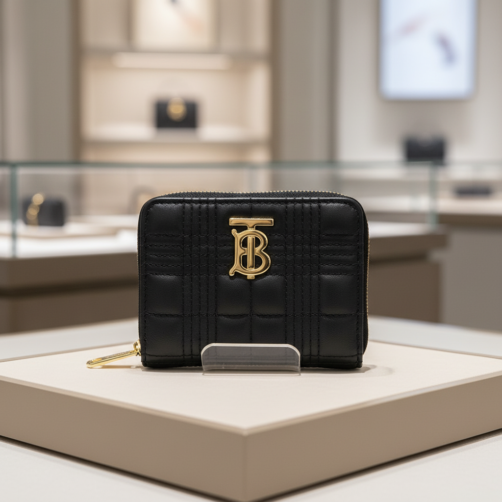 BURBERRY – Lola Mini Zip Wallet – Black Lambskin –