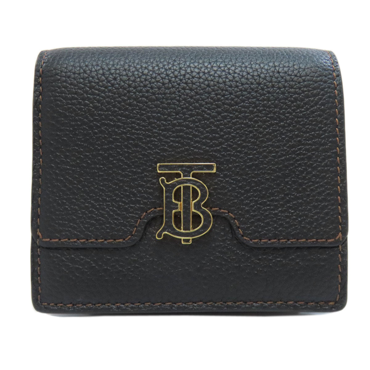 BURBERRY – TB Logo Bifold Wallet – Black Leather