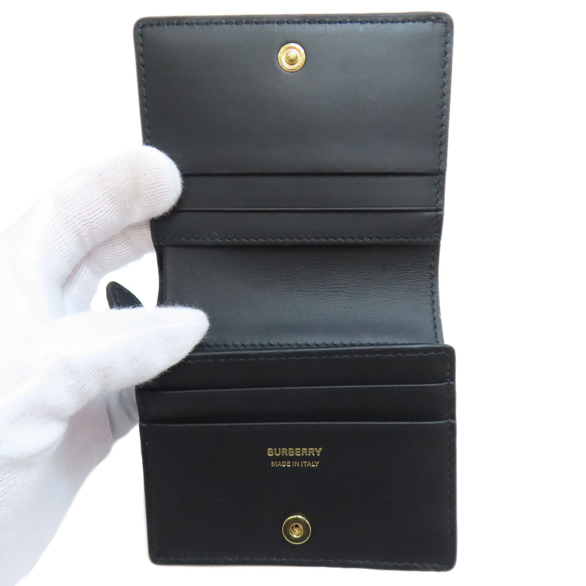 BURBERRY – TB Logo Bifold Wallet – Black Leather