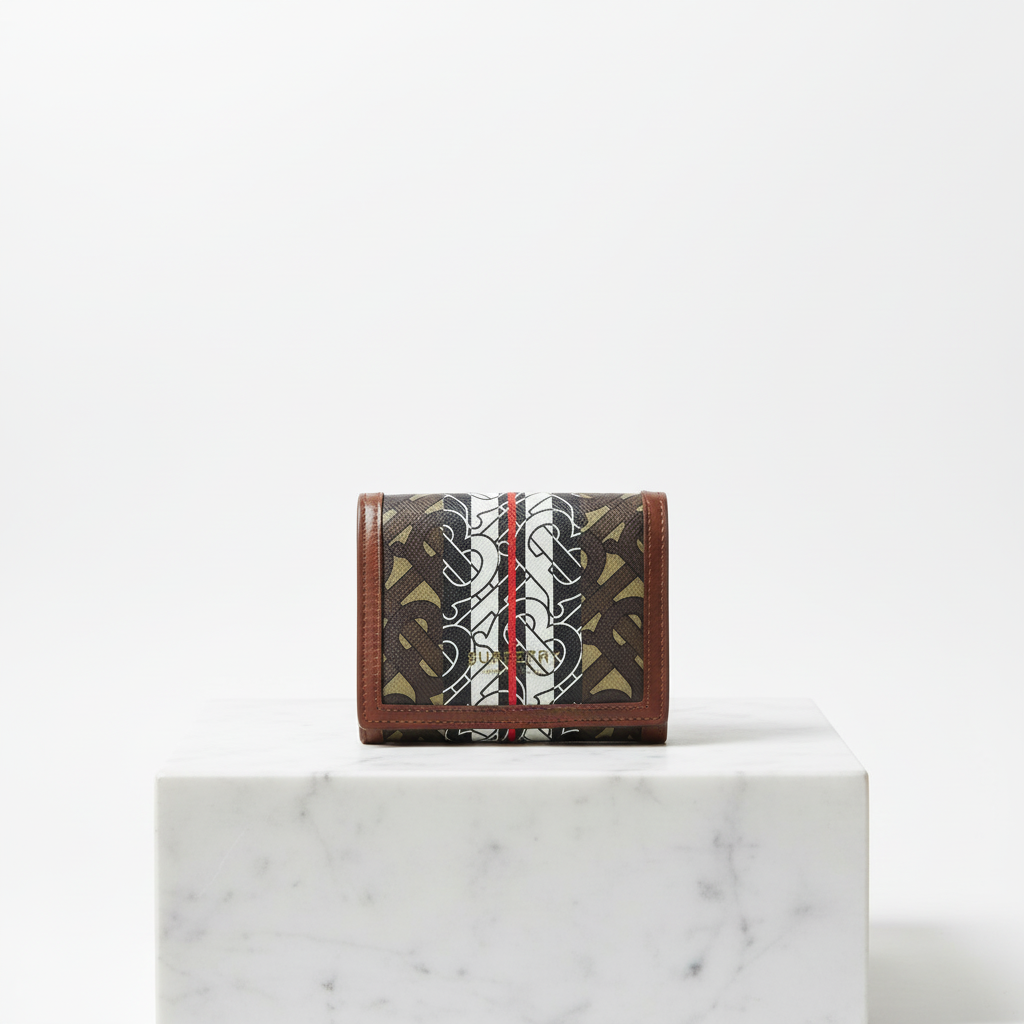 BURBERRY – Bifold Wallet – Brown Logo pvc