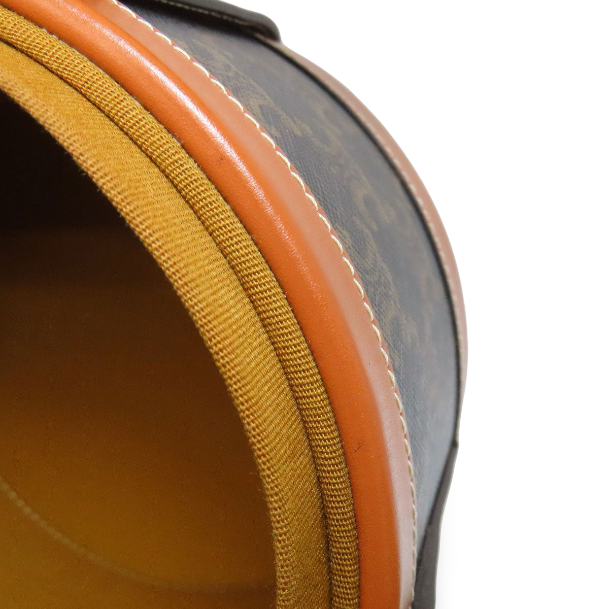 CELINE – Tambour Triomphe Shoulder Bag – Brown PVC & Calfskin –