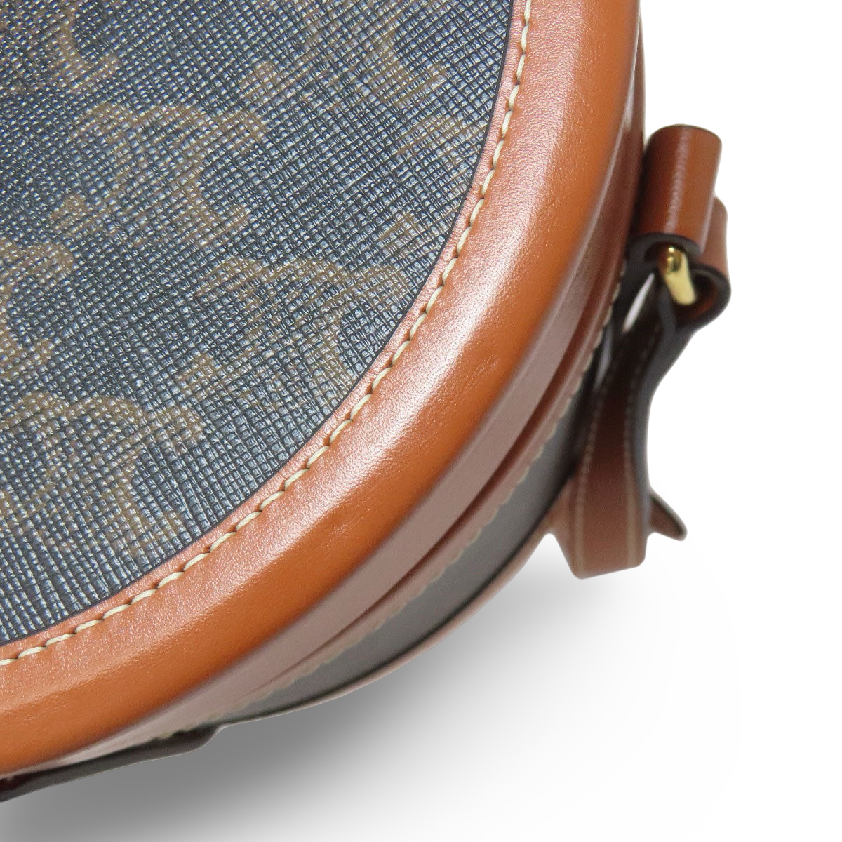 CELINE – Tambour Triomphe Shoulder Bag – Brown PVC & Calfskin –