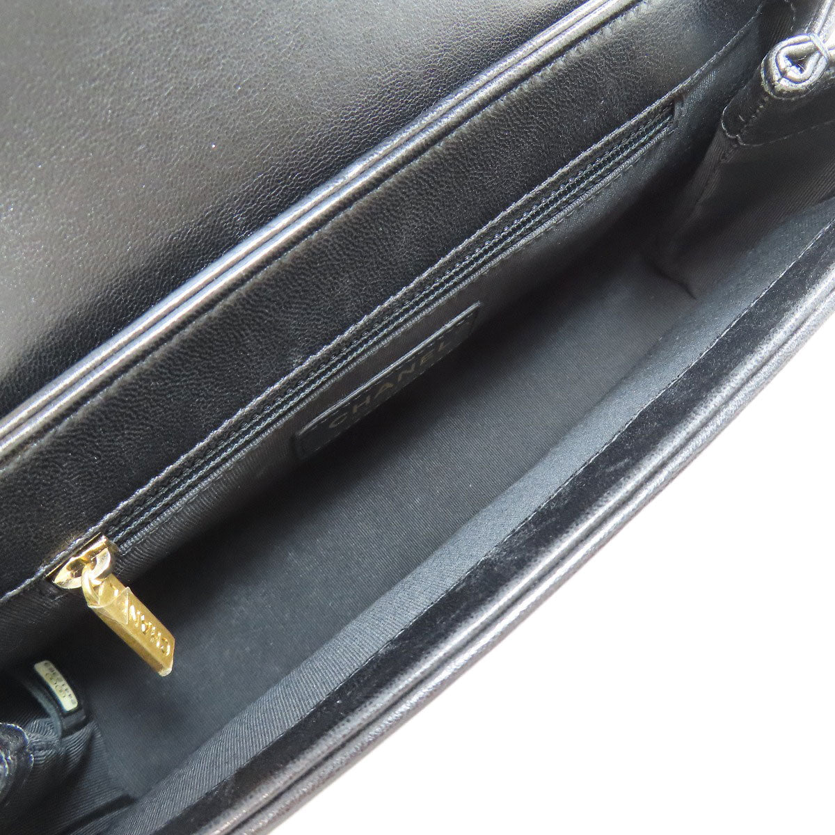 CHANEL – V-Stitch 2-Way Shoulder Bag – Black Lambskin with Gold-Tone Metal