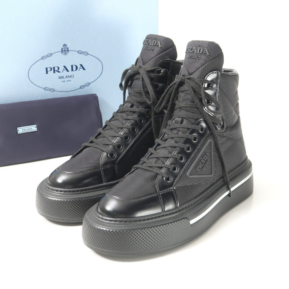 PRADA – Macro High Top Sneakers – Nylon Black/White – Women Size 37