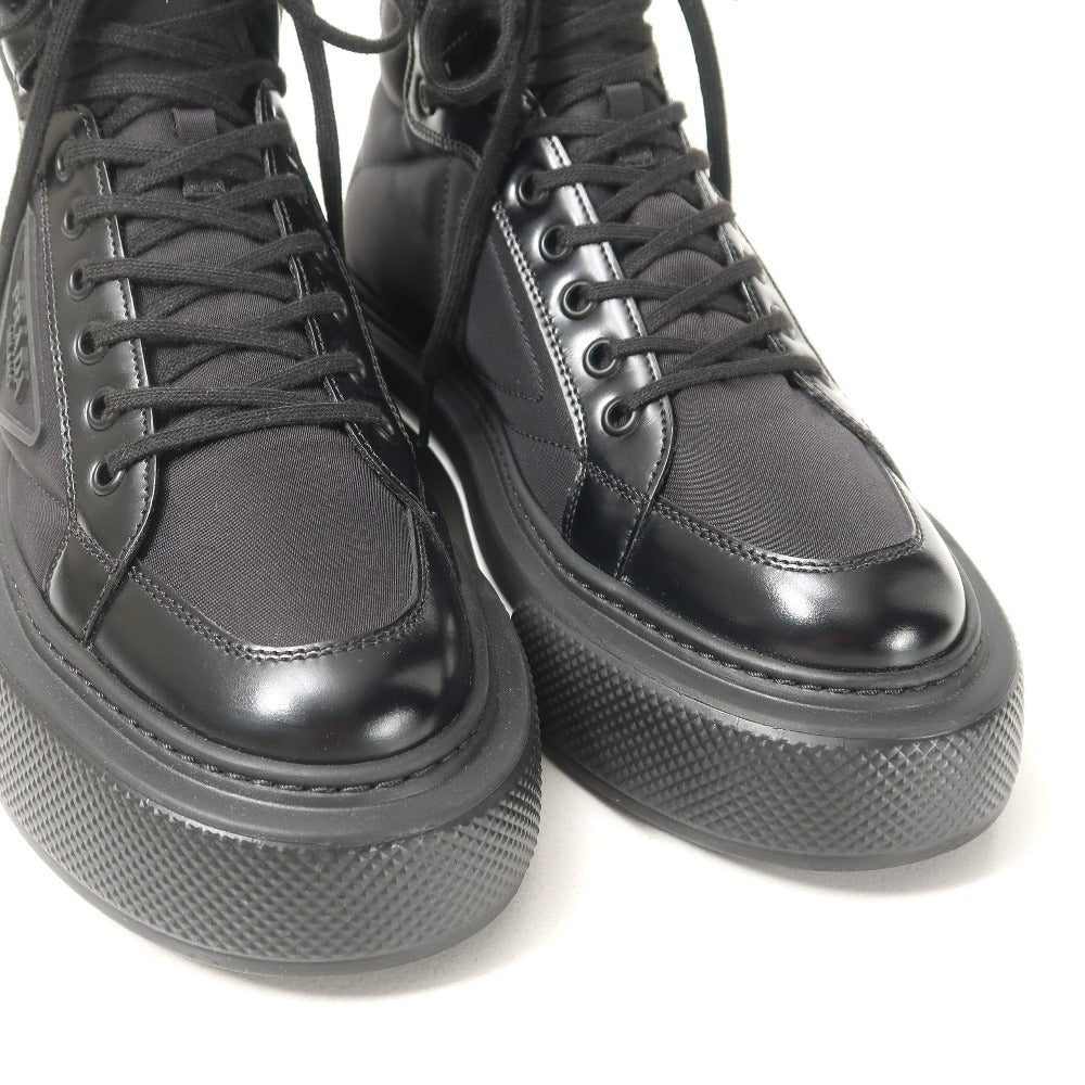 PRADA – Macro High Top Sneakers – Nylon Black/White – Women Size 37
