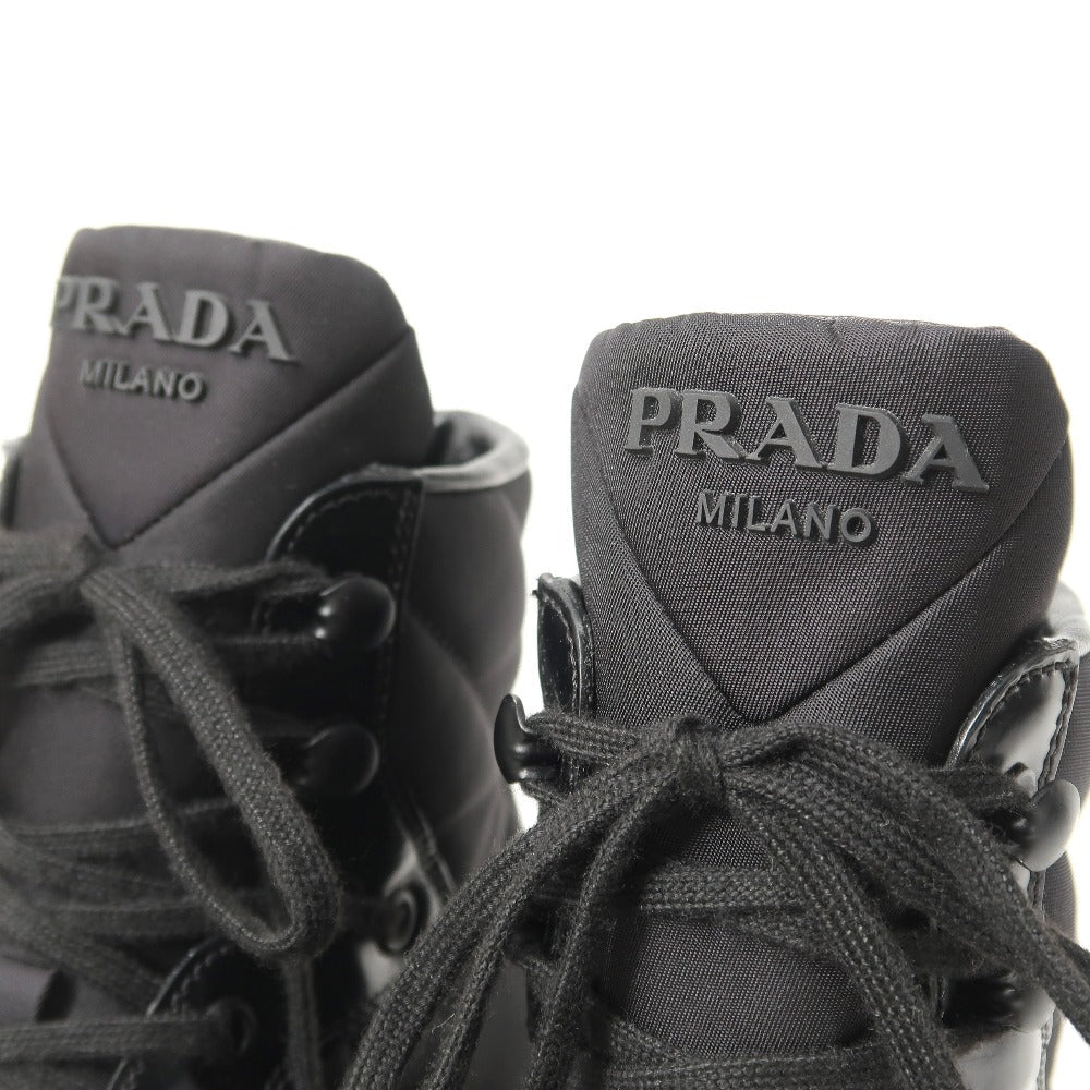 PRADA – Macro High Top Sneakers – Nylon Black/White – Women Size 37