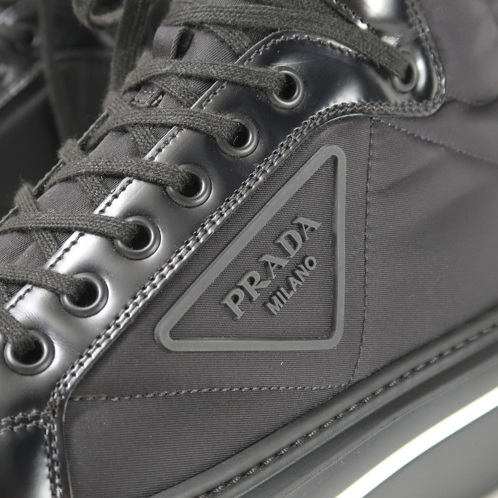 PRADA – Macro High Top Sneakers – Nylon Black/White – Women Size 37