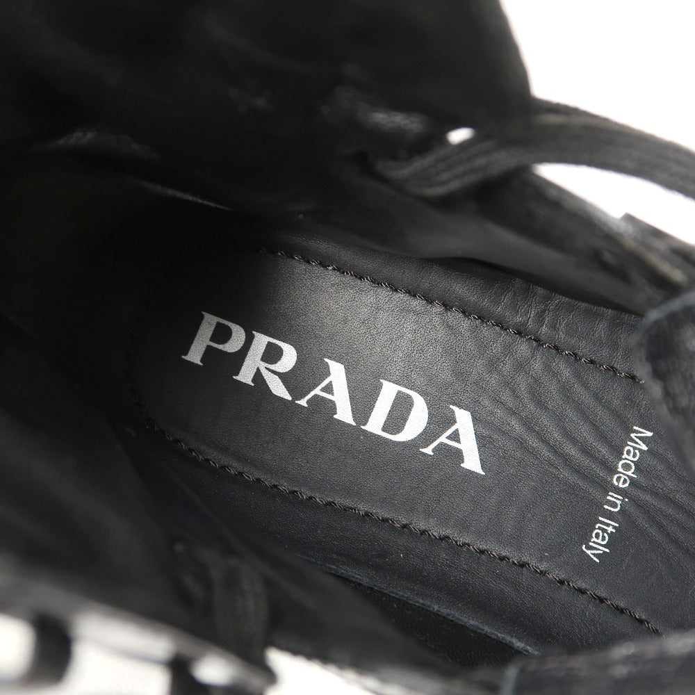 PRADA – Macro High Top Sneakers – Nylon Black/White – Women Size 37