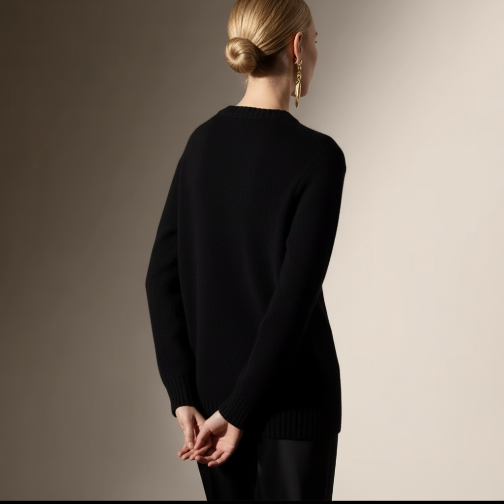 Luxury Bear Motif Knit
Sweater for Women - Black
Long-Sleeve Pullover, Autumn Winter Statement Knitwear, Relaxed Fit