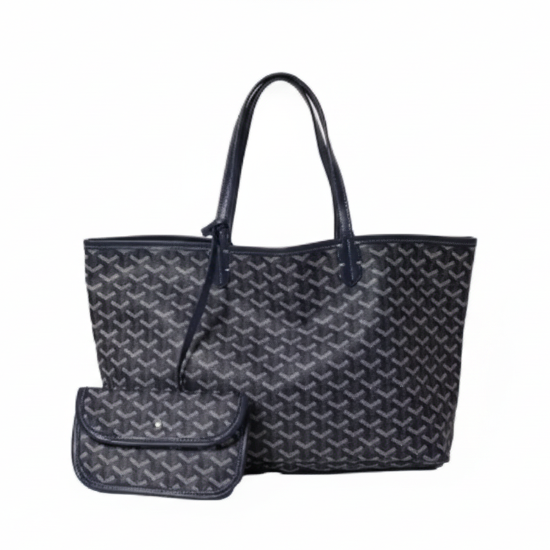 Luxury Monogram Tote Bag with Matching Pouchette – Large Lightweight Shoulder Bag for Travel & Everyday Use