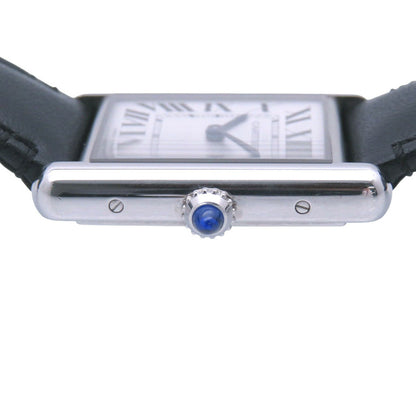 CARTIER Tank Must LM Watch  Silver Dial Stainless Steel & Leather Louis Cartier Design 2021 100% Authentic Pre-Owned ✨