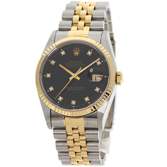 ROLEX – Datejust 16233G – 10P Diamond Black Dial – Hans Wilsdorf Legacy – 1993 (S-Series) – 100% Authentic Pre-Owned ✨