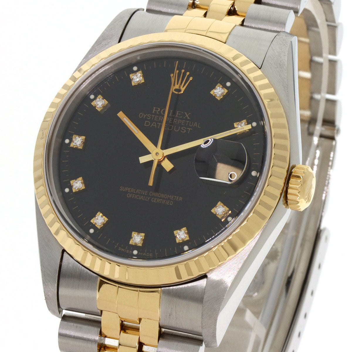 ROLEX – Datejust 16233G – 10P Diamond Black Dial – Hans Wilsdorf Legacy – 1993 (S-Series) – 100% Authentic Pre-Owned ✨