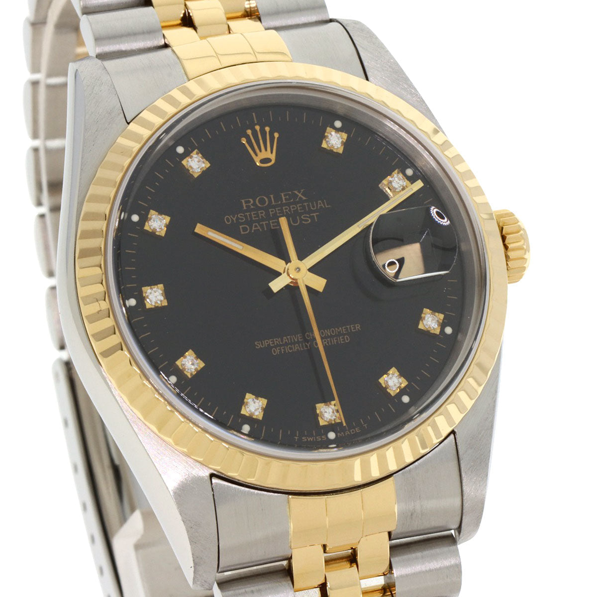 ROLEX – Datejust 16233G – 10P Diamond Black Dial – Hans Wilsdorf Legacy – 1993 (S-Series) – 100% Authentic Pre-Owned ✨