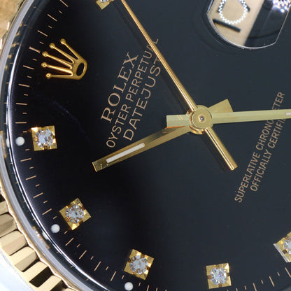 ROLEX – Datejust 16233G – 10P Diamond Black Dial – Hans Wilsdorf Legacy – 1993 (S-Series) – 100% Authentic Pre-Owned ✨