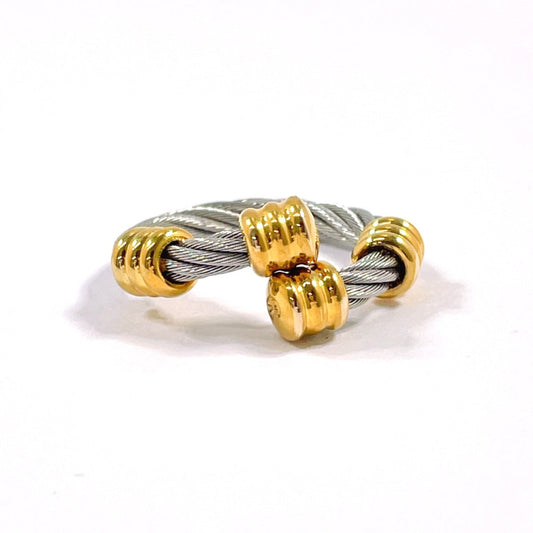 PHILIPPE CHARRIOL – Wire Ring – Silver with Gold-Tone Accents – – Size US 5 / EU 49 – 100% Authentic Pre-Owned ✨