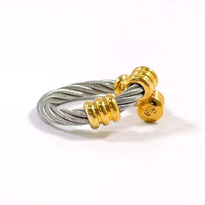 PHILIPPE CHARRIOL – Wire Ring – Silver with Gold-Tone Accents – – Size US 5 / EU 49 – 100% Authentic Pre-Owned ✨