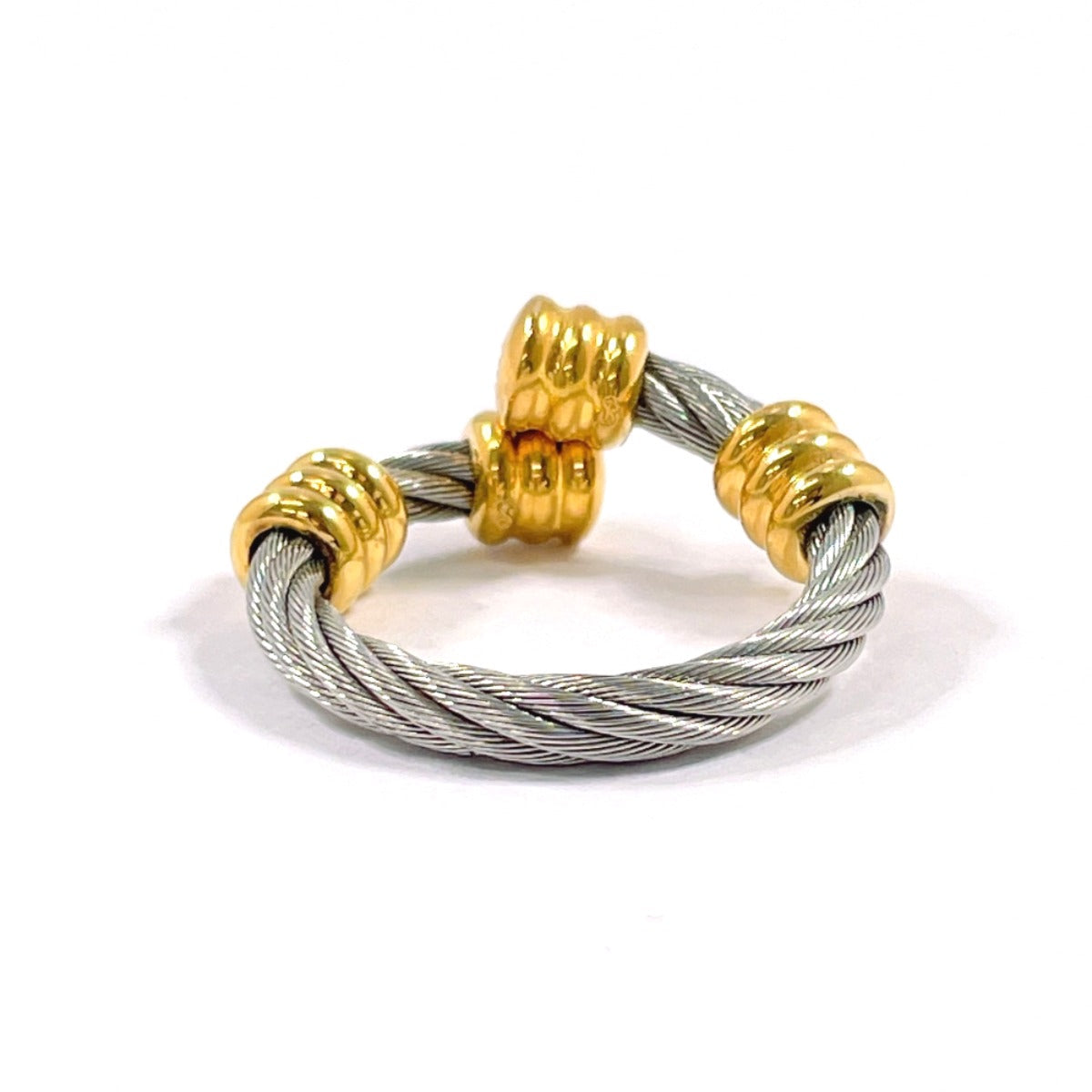 PHILIPPE CHARRIOL – Wire Ring – Silver with Gold-Tone Accents – – Size US 5 / EU 49 – 100% Authentic Pre-Owned ✨