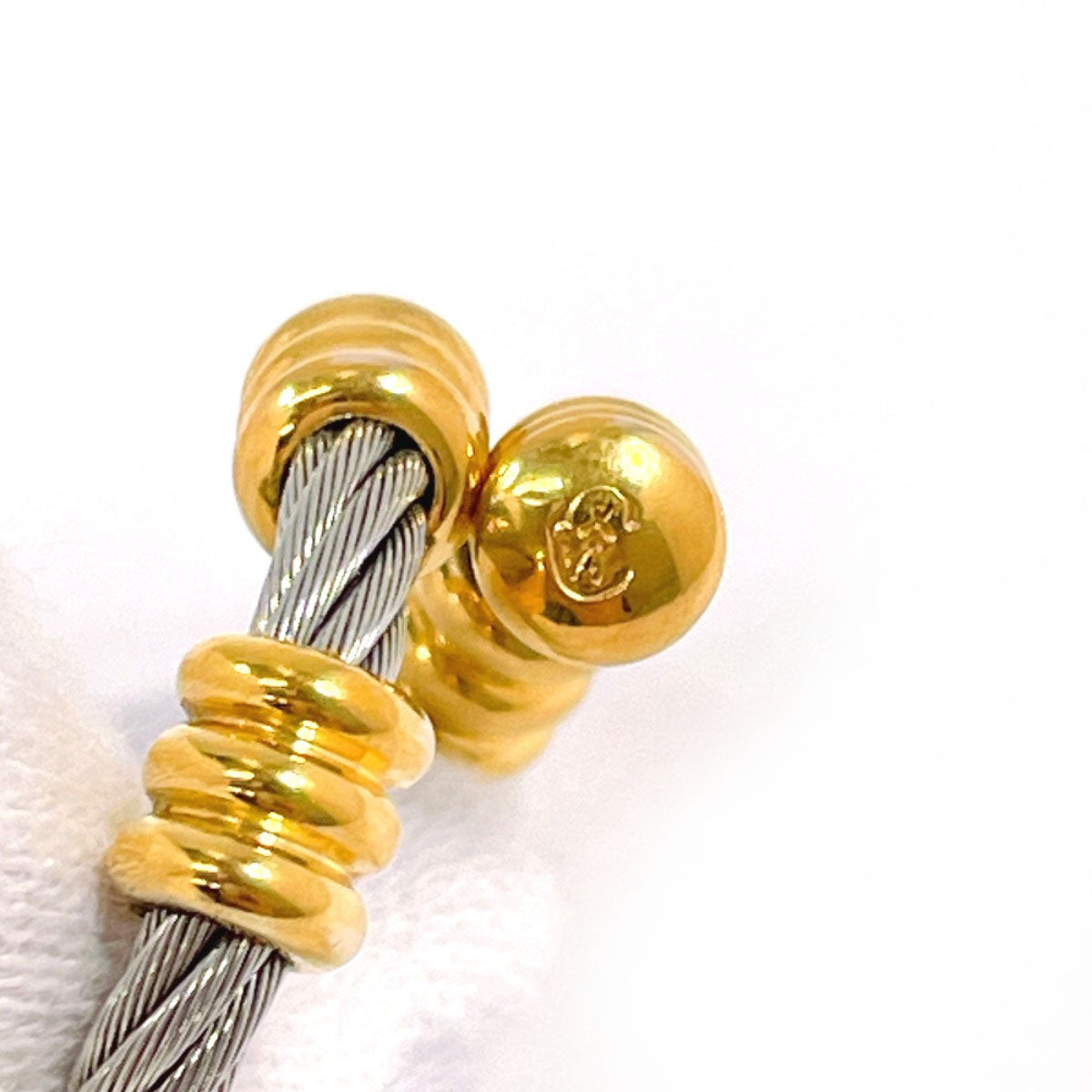 PHILIPPE CHARRIOL – Wire Ring – Silver with Gold-Tone Accents – – Size US 5 / EU 49 – 100% Authentic Pre-Owned ✨