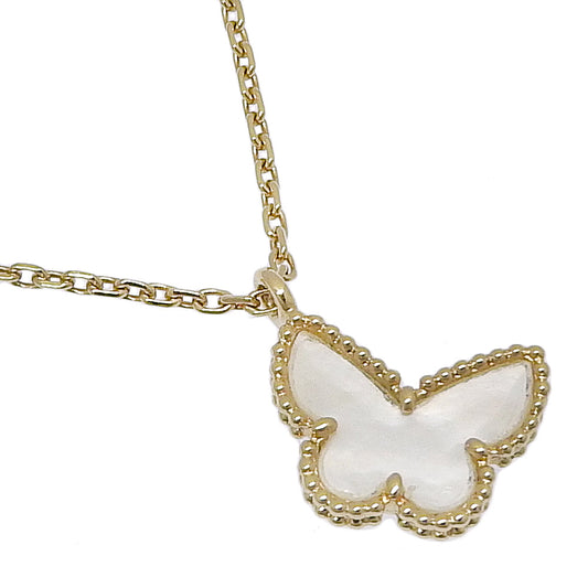 Van Cleef & Arpels – Sweet Alhambra Papillon Necklace – 18K Yellow Gold & Mother-of-Pearl – Introduced 2007 – 100% Authentic Pre-Owned ✨