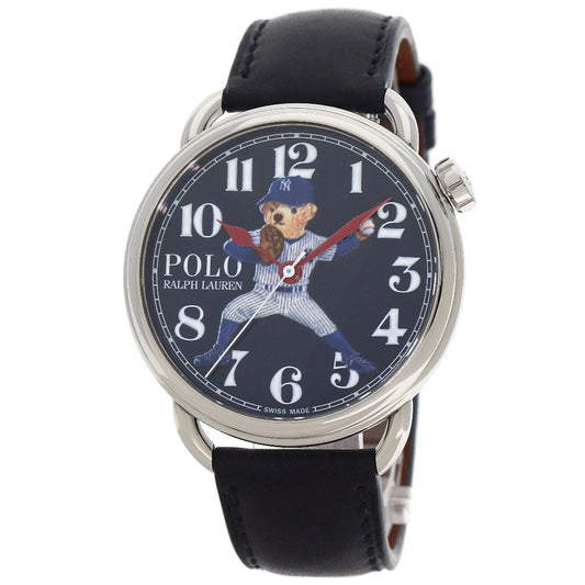 Polo Ralph Lauren Mechanical Automatic Stainless Steel Silver NY Yankees Bear blue dial 100% Authentic ✨Excellent Pre-Owned