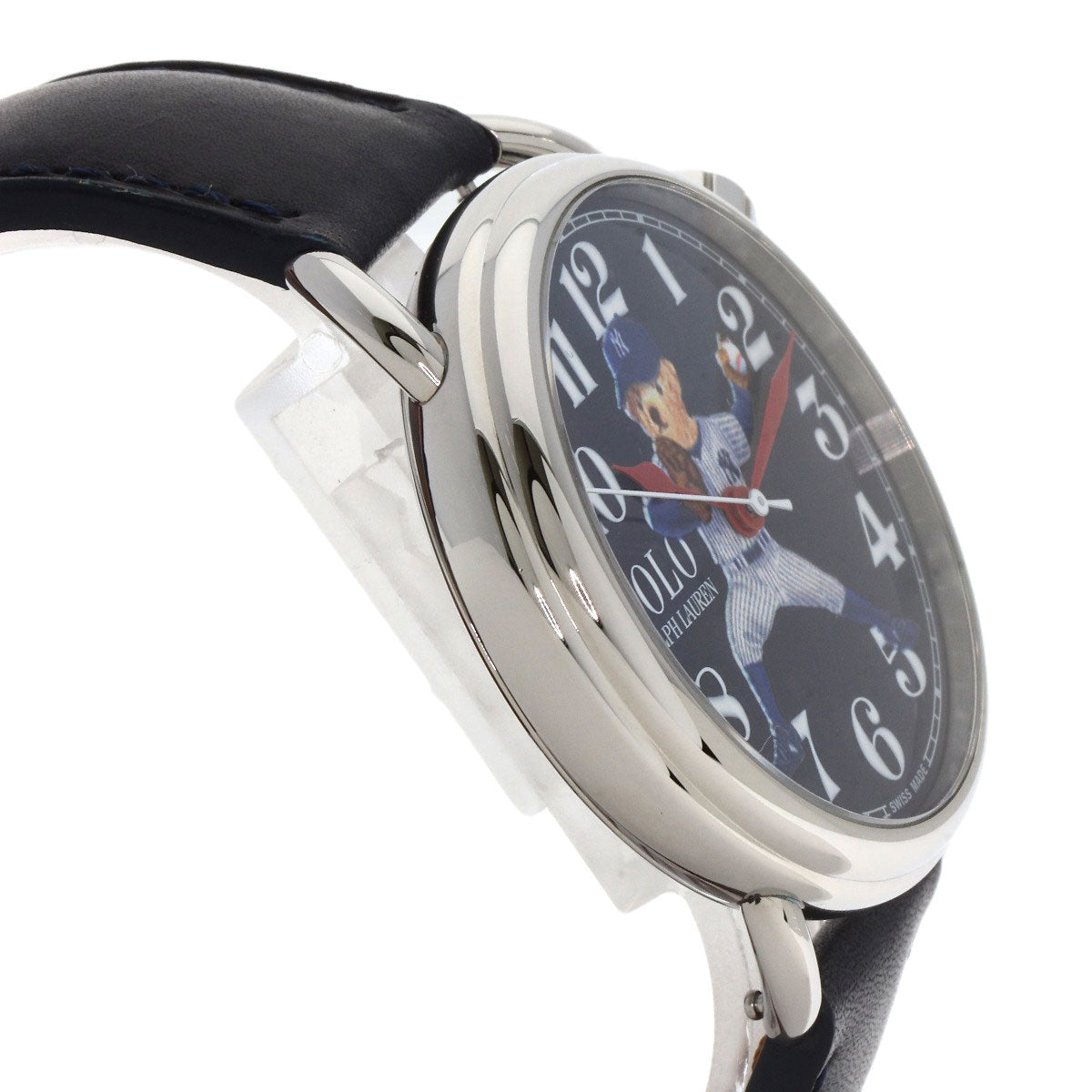 Polo Ralph Lauren Mechanical Automatic Stainless Steel Silver NY Yankees Bear blue dial 100% Authentic ✨Excellent Pre-Owned