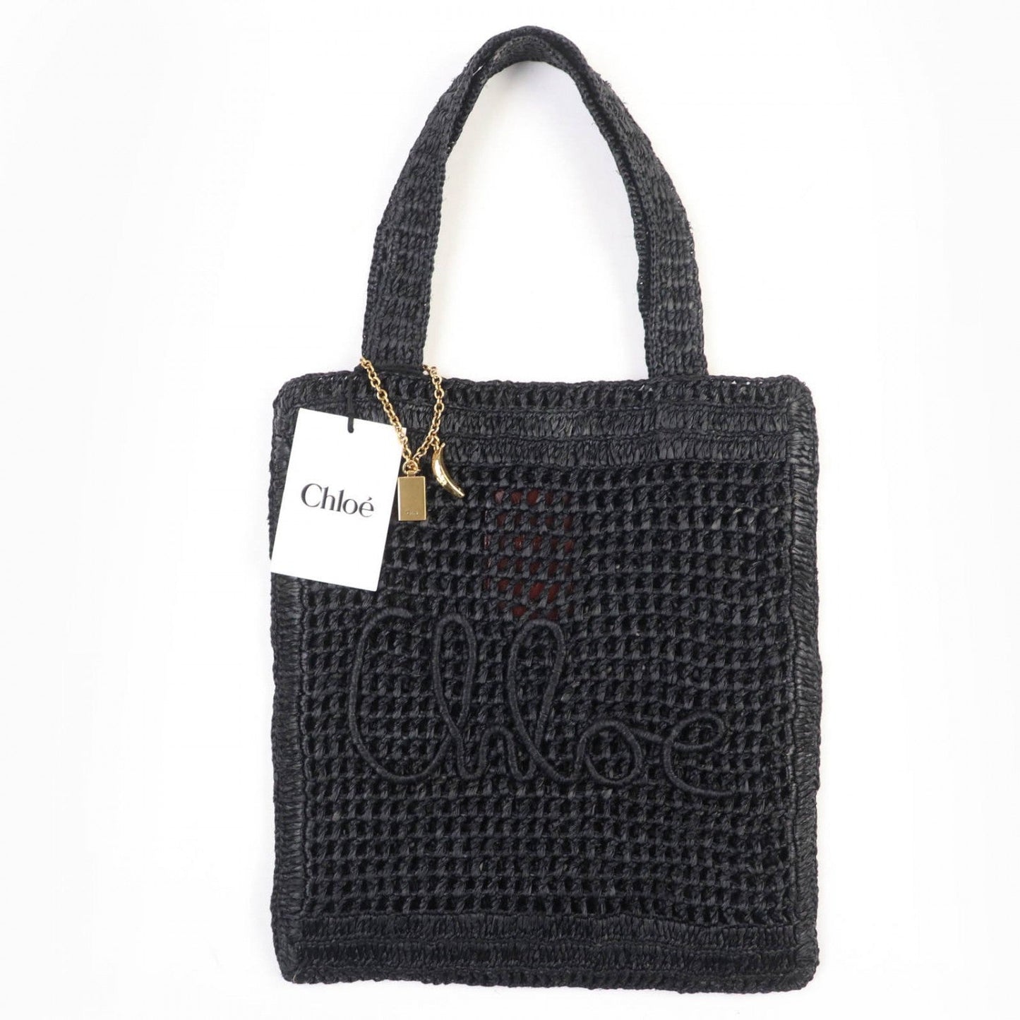 Chloé Black Raffia Tote Banana Summer 100% Authentic ✨Like New / Unused Pre Owned Condition