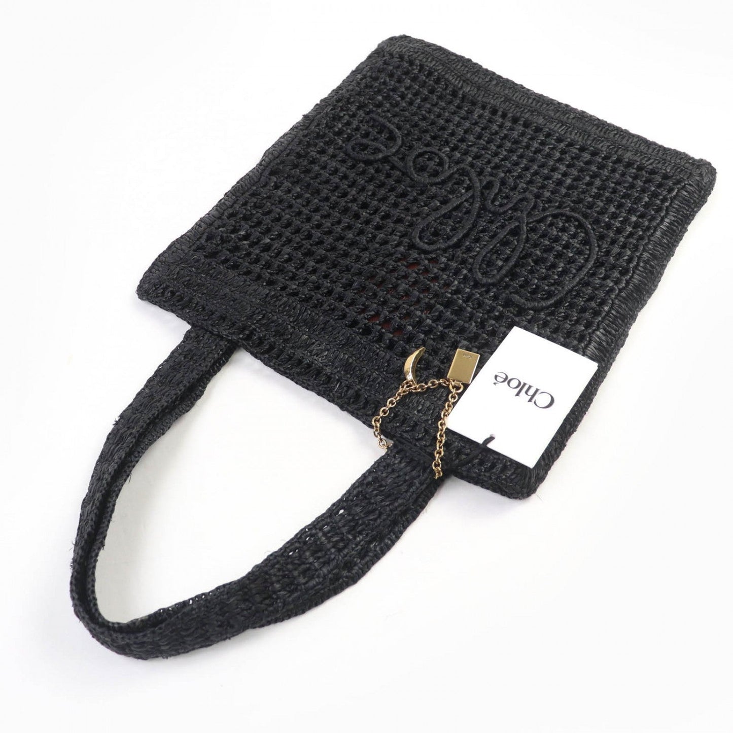 Chloé Black Raffia Tote Banana Summer 100% Authentic ✨Like New / Unused Pre Owned Condition