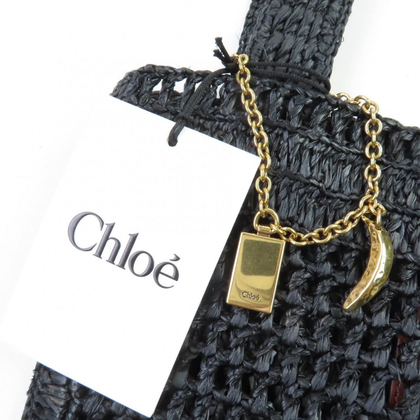 Chloé Black Raffia Tote Banana Summer 100% Authentic ✨Like New / Unused Pre Owned Condition