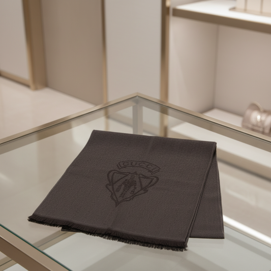 GUCCI – Wool Scarf – Brown 100% Wool –
