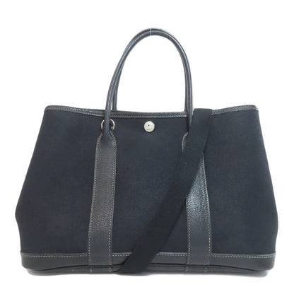 HERMÈS Garden Party TPM – Black Towar Officche Leather – Silver-Tone Metal – 100% Authentic ✨Very Good Condition Pre-Owned