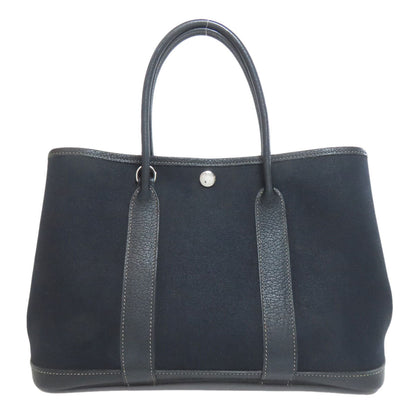 HERMÈS Garden Party TPM – Black Towar Officche Leather – Silver-Tone Metal – 100% Authentic ✨Very Good Condition Pre-Owned