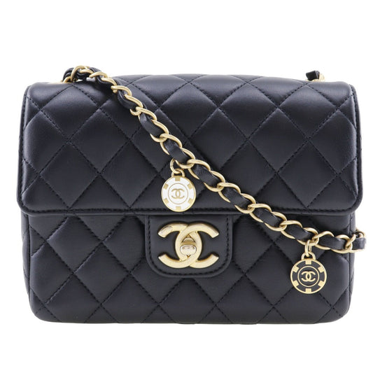 CHANEL Black Calfskin with COCO Mark Charm – Karl Lagerfeld Collection, 2000s – 100% Authentic ✨Excellent Pre-Owned Condition