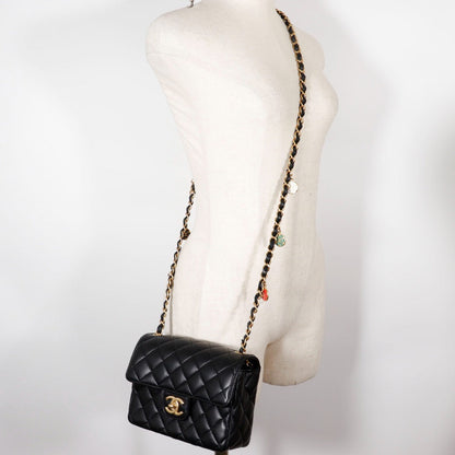 CHANEL Black Calfskin with COCO Mark Charm – Karl Lagerfeld Collection, 2000s – 100% Authentic ✨Excellent Pre-Owned Condition